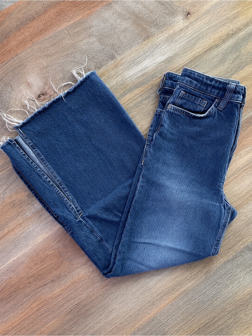 H&M Girls Frayed Hem Blue Jeans
